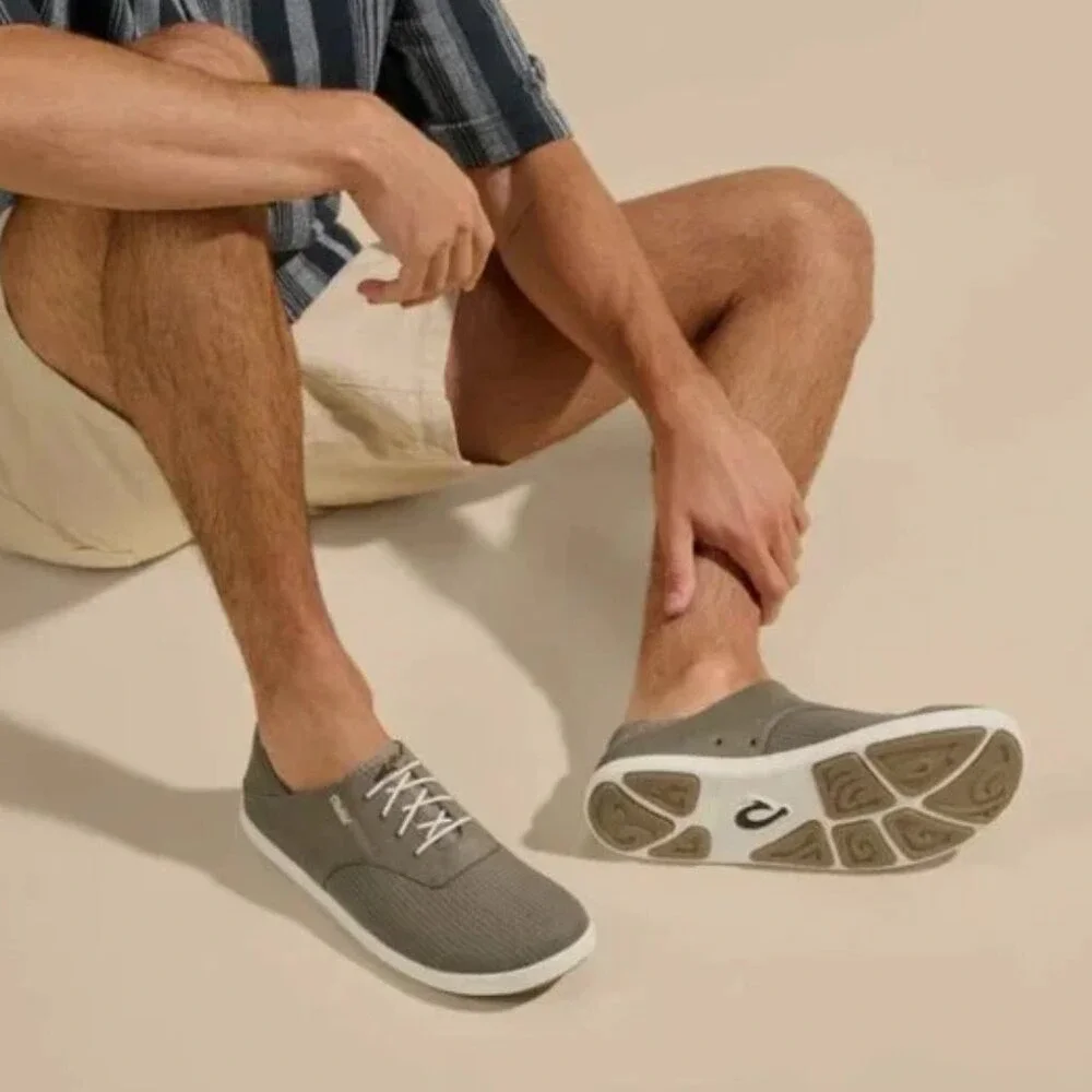OluKai Men's Nohea Moku No Tie Boat Shoes Clay Tapa Size 40 MSRP $120
